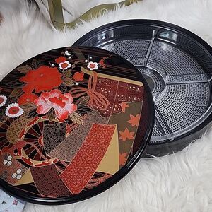 Vintage Lacquerware Bento Hors de houvre Snack Tray with Lid Yamanaka